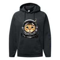 Cat Astronaut Space Exploration Astronomy Lover Performance Fleece Hoodie