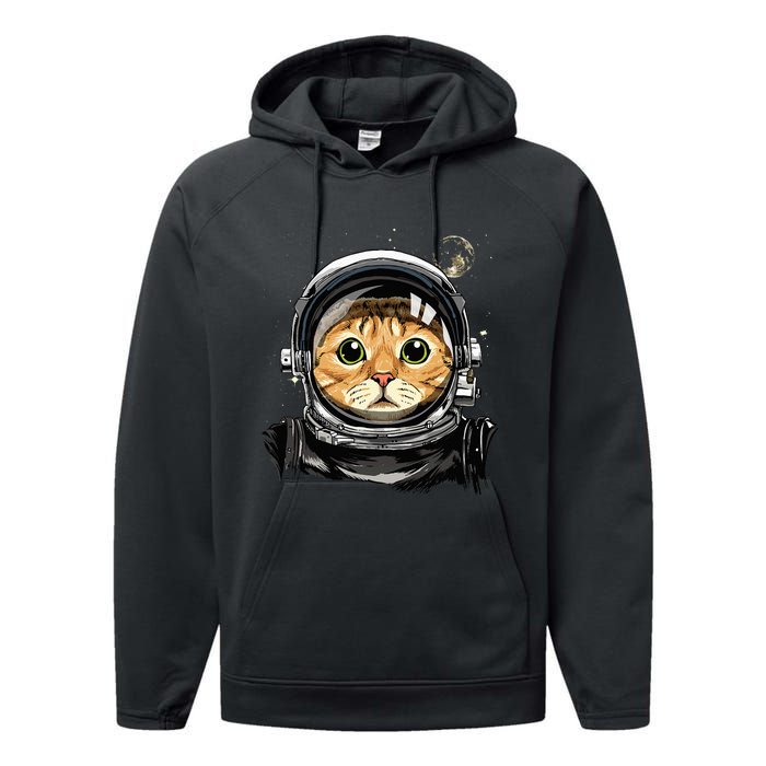 Cat Astronaut Space Exploration Astronomy Lover Performance Fleece Hoodie