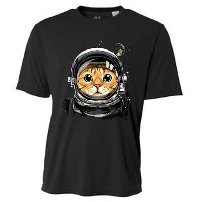 Cat Astronaut Space Exploration Astronomy Lover Cooling Performance Crew T-Shirt