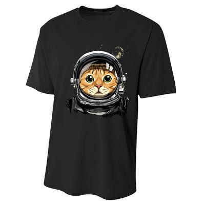 Cat Astronaut Space Exploration Astronomy Lover Performance Sprint T-Shirt