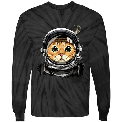 Cat Astronaut Space Exploration Astronomy Lover Tie-Dye Long Sleeve Shirt