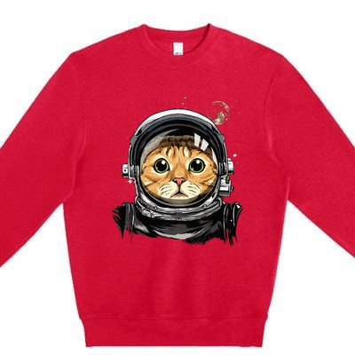 Cat Astronaut Space Exploration Astronomy Lover Premium Crewneck Sweatshirt