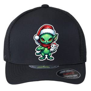 Cute Alien Santa Claus Cat Flexfit Unipanel Trucker Cap