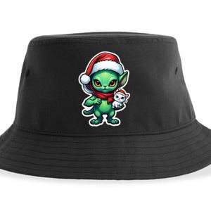 Cute Alien Santa Claus Cat Sustainable Bucket Hat