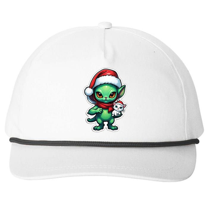 Cute Alien Santa Claus Cat Snapback Five-Panel Rope Hat