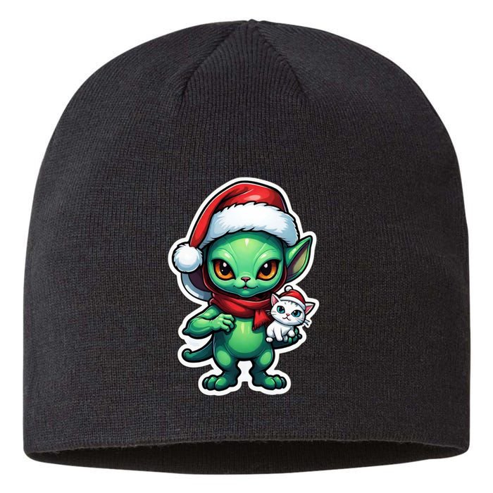 Cute Alien Santa Claus Cat Sustainable Beanie