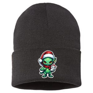 Cute Alien Santa Claus Cat Sustainable Knit Beanie