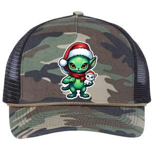 Cute Alien Santa Claus Cat Retro Rope Trucker Hat Cap