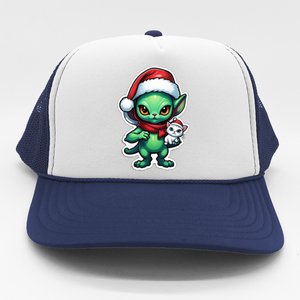 Cute Alien Santa Claus Cat Trucker Hat