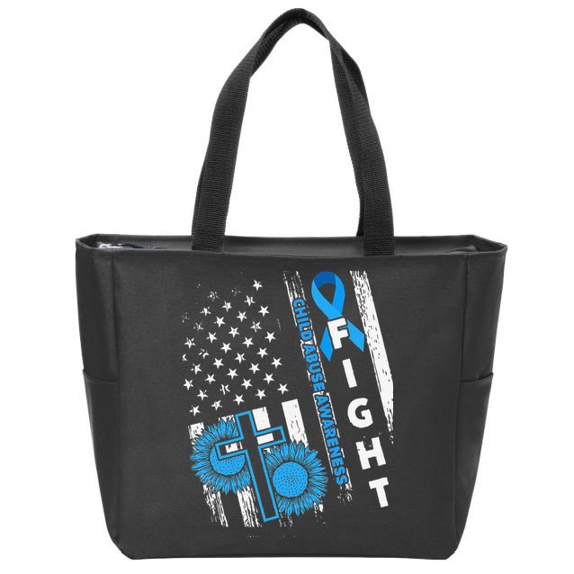 Child Abuse Survivor Child Abuse Prevention Month Rainbow Zip Tote Bag
