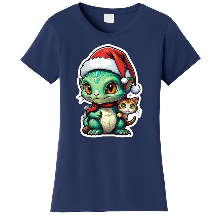 Cute Alien Santa Claus Cat Women's T-Shirt