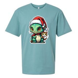 Cute Alien Santa Claus Cat Sueded Cloud Jersey T-Shirt