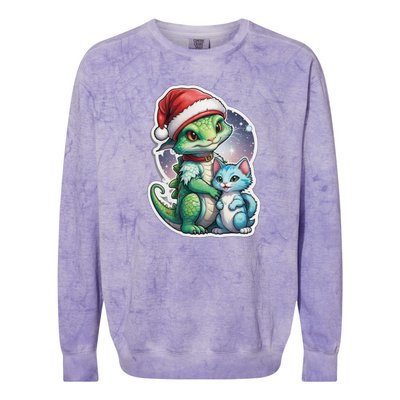 Cute Alien Santa Claus Cat Colorblast Crewneck Sweatshirt