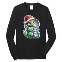 Cute Alien Santa Claus Cat Long Sleeve Shirt