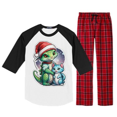 Cute Alien Santa Claus Cat Raglan Sleeve Pajama Set