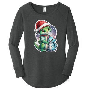 Cute Alien Santa Claus Cat Women's Perfect Tri Tunic Long Sleeve Shirt