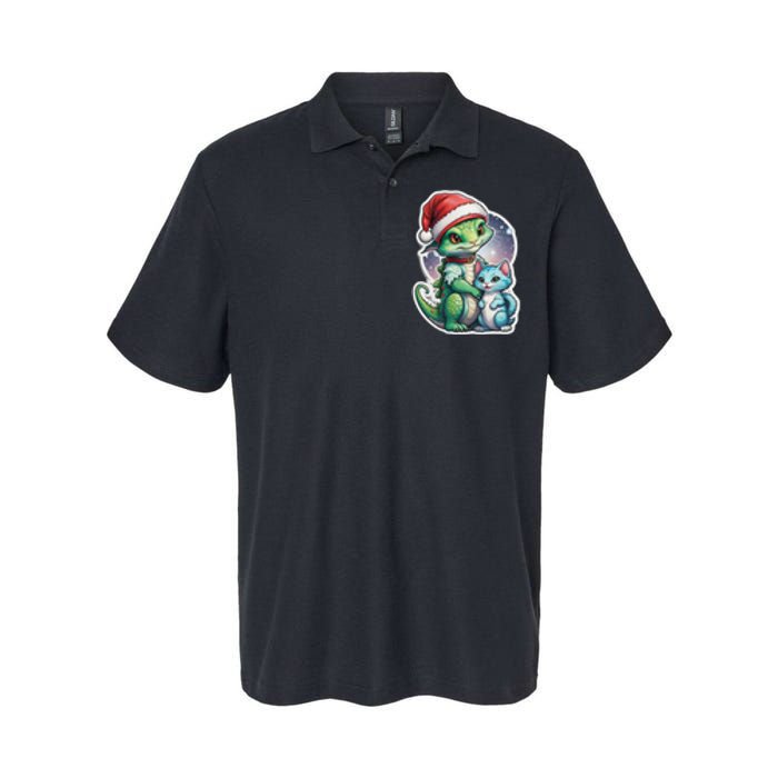 Cute Alien Santa Claus Cat Softstyle Adult Sport Polo