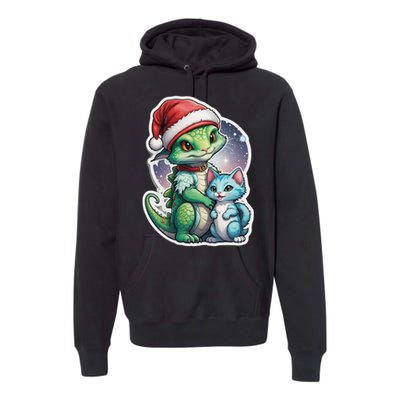 Cute Alien Santa Claus Cat Premium Hoodie