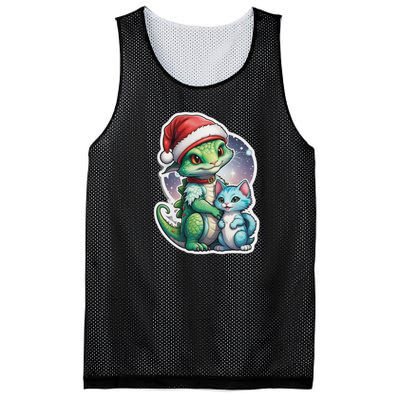 Cute Alien Santa Claus Cat Mesh Reversible Basketball Jersey Tank