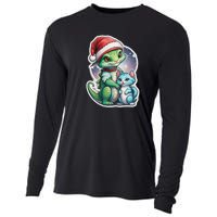 Cute Alien Santa Claus Cat Cooling Performance Long Sleeve Crew