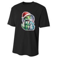 Cute Alien Santa Claus Cat Performance Sprint T-Shirt