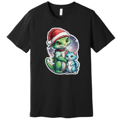 Cute Alien Santa Claus Cat Premium T-Shirt