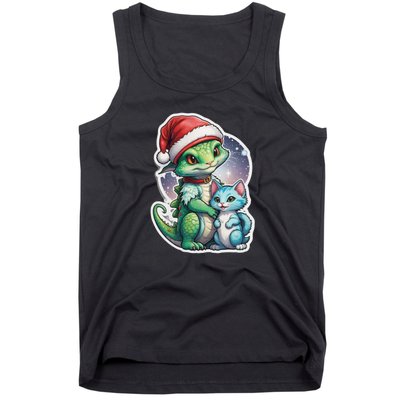 Cute Alien Santa Claus Cat Tank Top