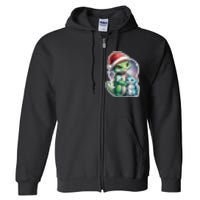 Cute Alien Santa Claus Cat Full Zip Hoodie