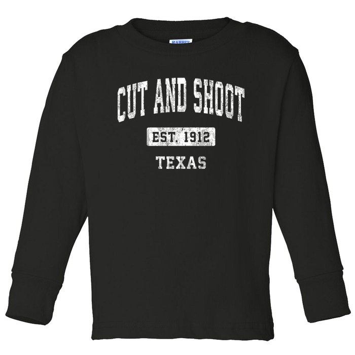 Cut And Shoot Texas Tx Vintage Sports Established Toddler Long Sleeve Shirt