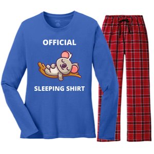 Cute Animal Sleeping Shirt Koala Bear Women's Long Sleeve Flannel Pajama Set 