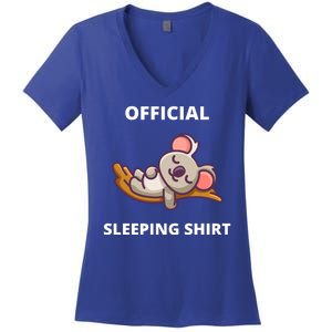 Cute Animal Sleeping Shirt Koala Bear Women's V-Neck T-Shirt