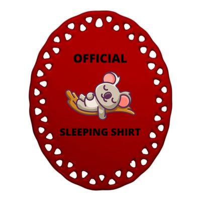 Cute Animal Sleeping Shirt Koala Bear Ceramic Oval Ornament