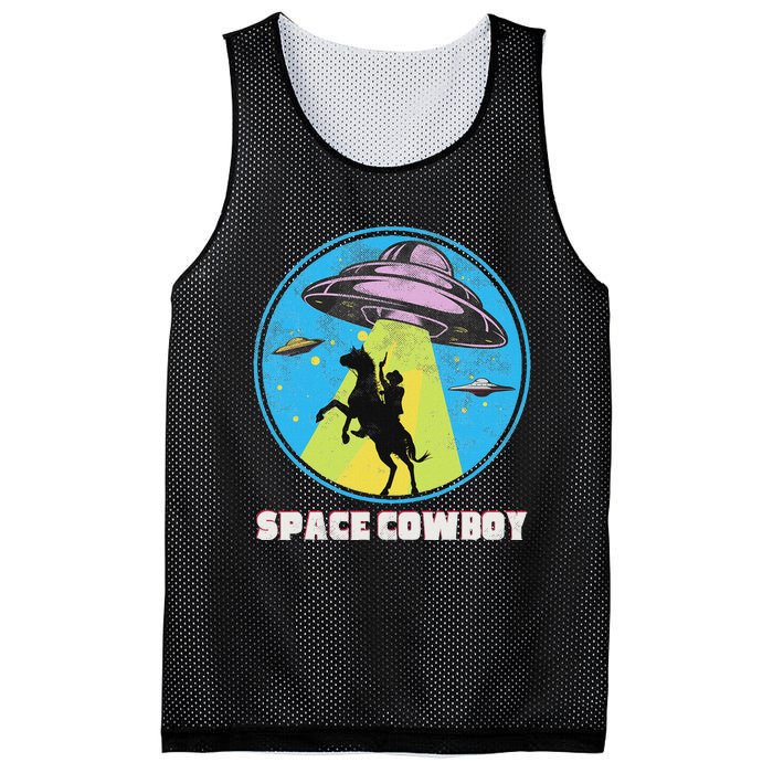 Cowboy Alien Spaceship Abduction Vintage Distressed Western Mesh Reversible Basketball Jersey Tank