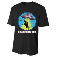 Cowboy Alien Spaceship Abduction Vintage Distressed Western Performance Sprint T-Shirt