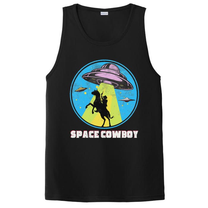 Cowboy Alien Spaceship Abduction Vintage Distressed Western PosiCharge Competitor Tank