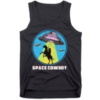 Cowboy Alien Spaceship Abduction Vintage Distressed Western Tank Top