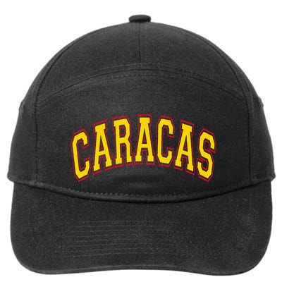 Caracas Arched Style Text Yellow With Red Outline 7-Panel Snapback Hat