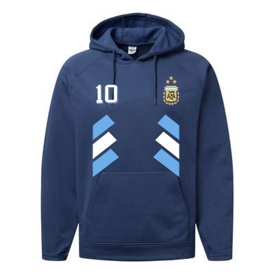 Cool Argentina Soccer Jersey 10 Performance Fleece Hoodie