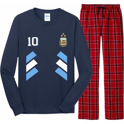 Cool Argentina Soccer Jersey 10 Long Sleeve Pajama Set