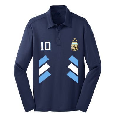 Cool Argentina Soccer Jersey 10 Silk Touch Performance Long Sleeve Polo