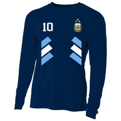 Cool Argentina Soccer Jersey 10 Cooling Performance Long Sleeve Crew