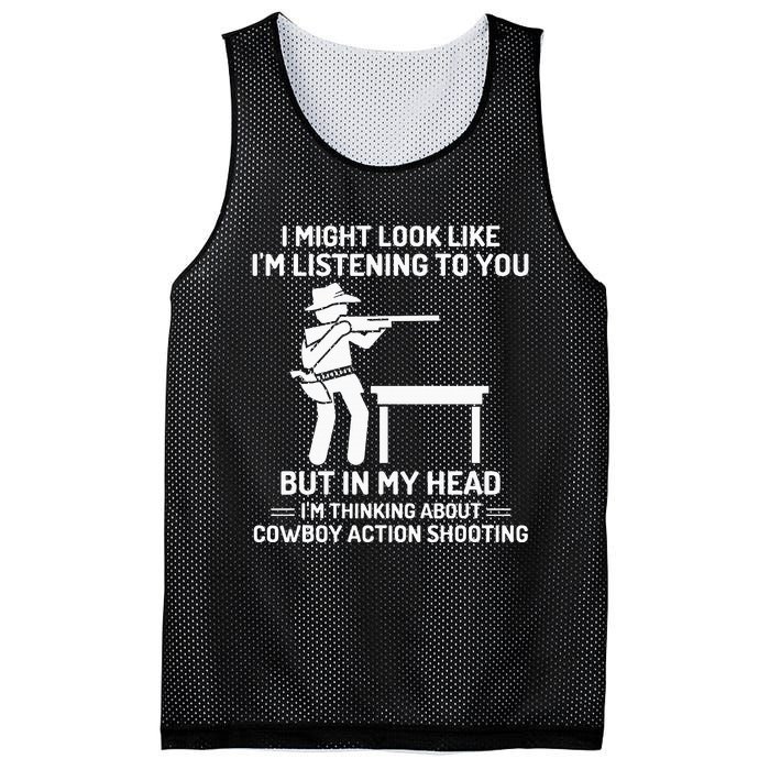 Cowboy Action Shooting In My Head Western Mesh Reversible Basketball Jersey Tank