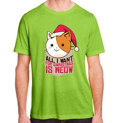 Cat A Santa Hat And All I Want For Christmas Is Meow Great Gift Adult ChromaSoft Performance T-Shirt