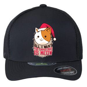 Cat A Santa Hat And All I Want For Christmas Is Meow Great Gift Flexfit Unipanel Trucker Cap