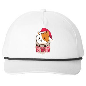 Cat A Santa Hat And All I Want For Christmas Is Meow Great Gift Snapback Five-Panel Rope Hat