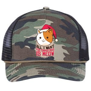 Cat A Santa Hat And All I Want For Christmas Is Meow Great Gift Retro Rope Trucker Hat Cap