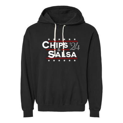 Chips And Salsa Vote Funny Political 2024 Election Garment-Dyed Fleece Hoodie