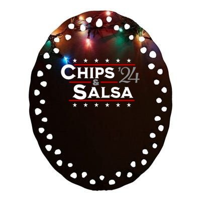 Chips And Salsa Vote Funny Political 2024 Election Ceramic Oval Ornament