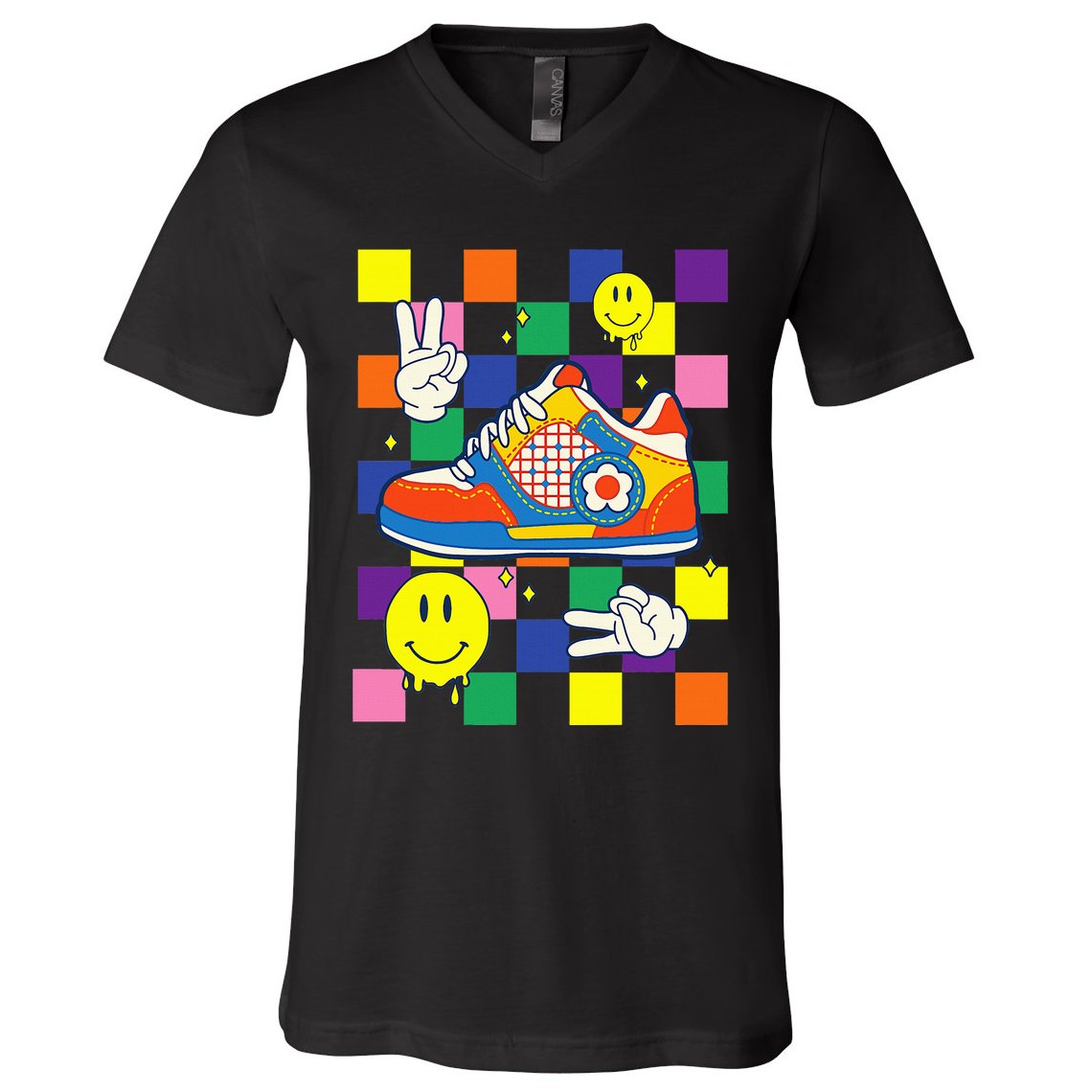 Core Aesthetic Sneaker Fabric Patches Alt Clothing V-Neck T-Shirt