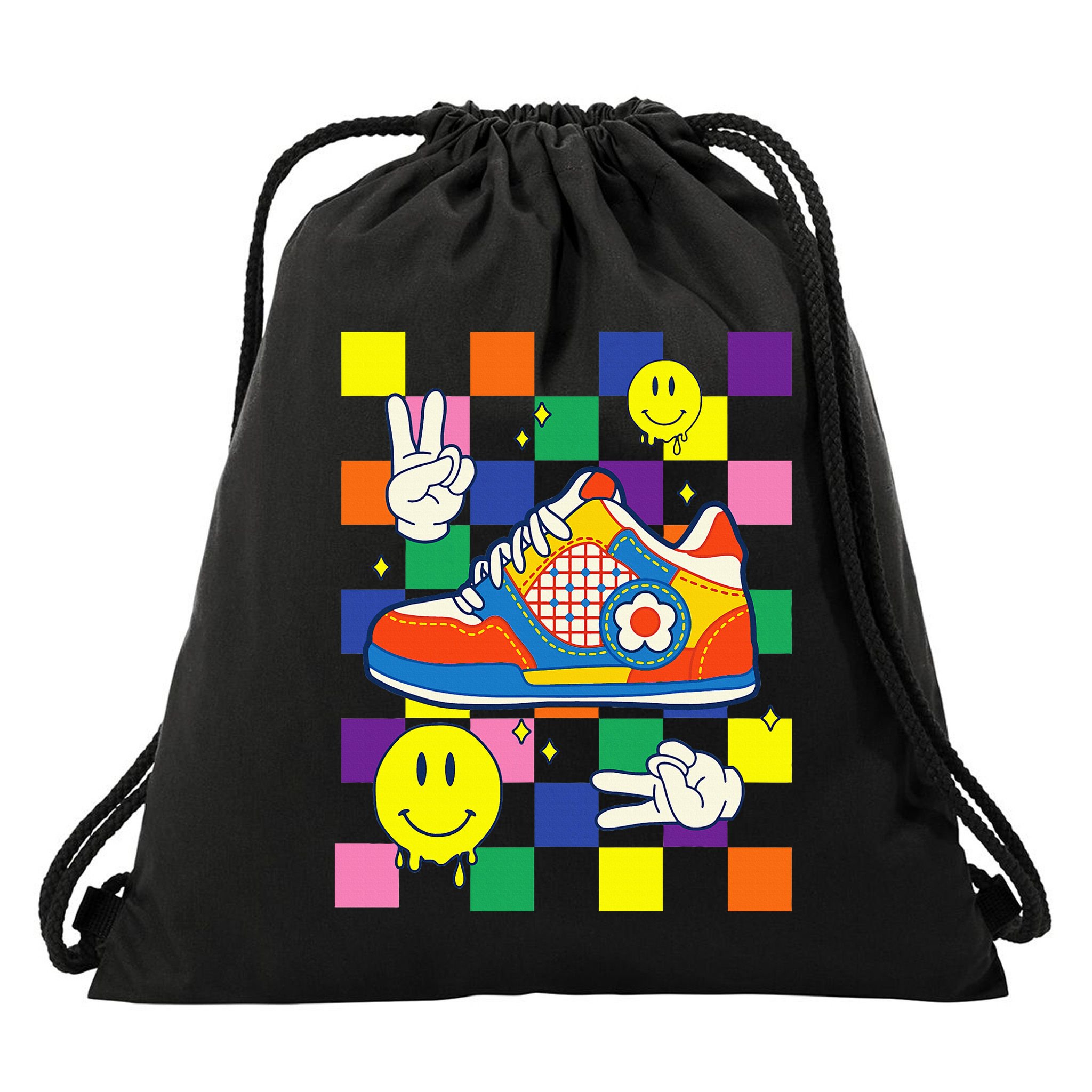 Core Aesthetic Sneaker Fabric Patches Alt Clothing Drawstring Bag
